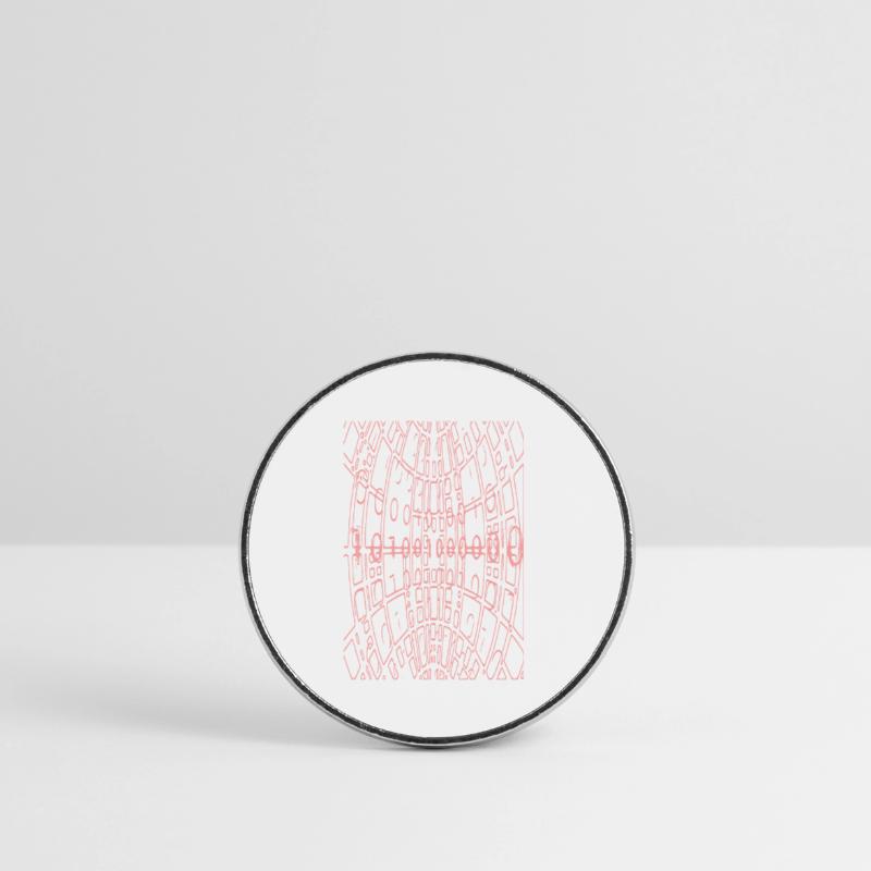 Binary Code Abstract (pink) Round  fridge magnet