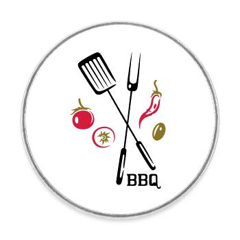 BBQ, barbecue, grillen, kochen - Runder Kühlschrankmagnet - Weiß - Vorne