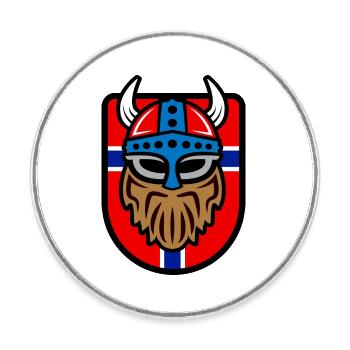 Logo viking cool avec drapeau norvégien - Magnet rond - blanc - Devant