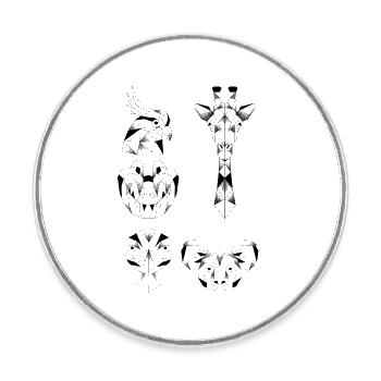 Animaux geometrie origami perroquet crocodile  - Magnet rond - blanc - Devant