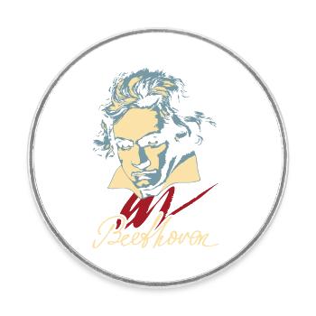 Beethoven (dunkel) - Runder Kühlschrankmagnet - Weiß - Vorne
