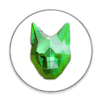 Chat Cristal Vert - Magnet rond - blanc - Devant