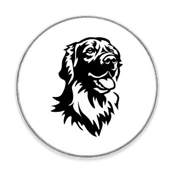 Tête de Hovawart - Magnet rond - blanc - Devant