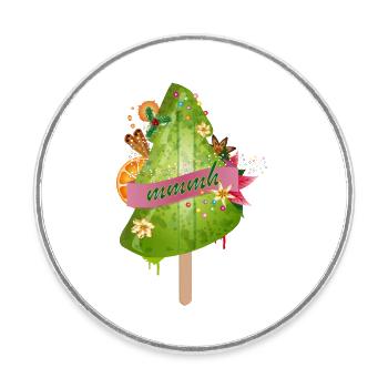 luminous Christmas tree ice cream and Christmas decorations - Round  fridge magnet - white - Front