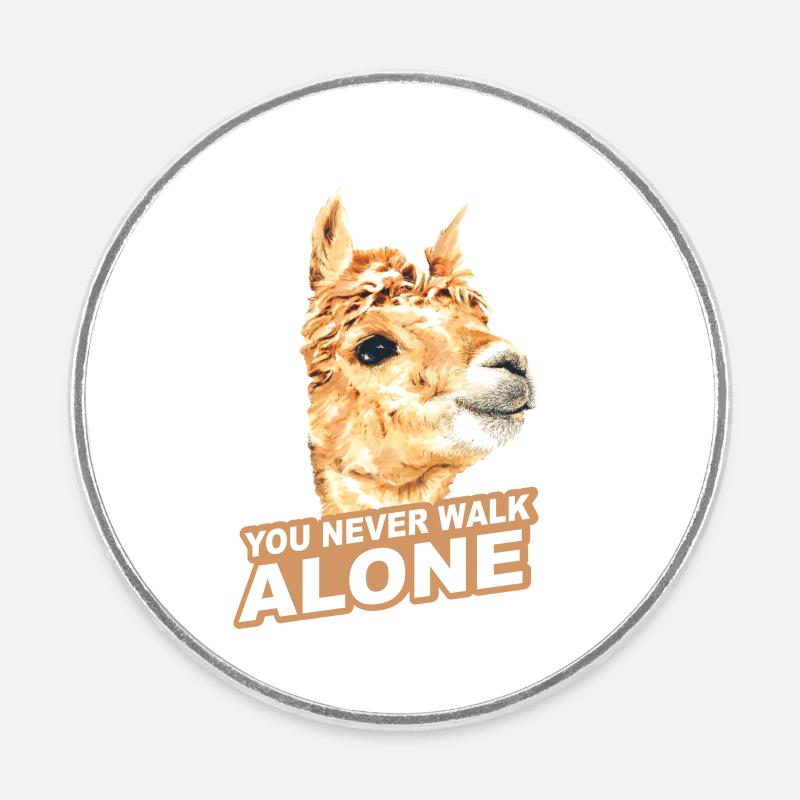 Alpaca - Round  fridge magnet - white