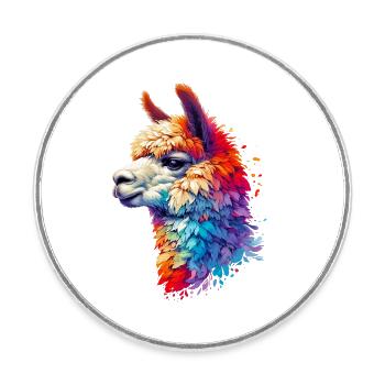 Alpaca - Round  fridge magnet - white - Front