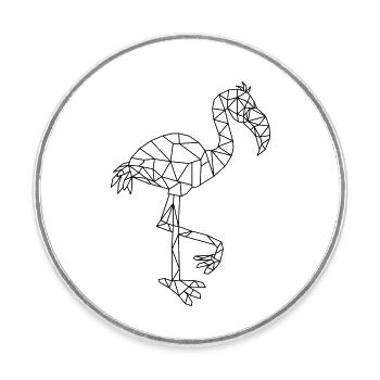 Flamant rose géométrique - Magnet rond - blanc - Devant