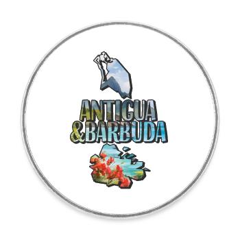 Carte à l’aquarelle Antigua-et-Barbuda - Magnet rond - blanc - Devant