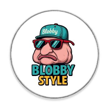 Blobby Style Cartoon Tee - Round  fridge magnet - white - Front