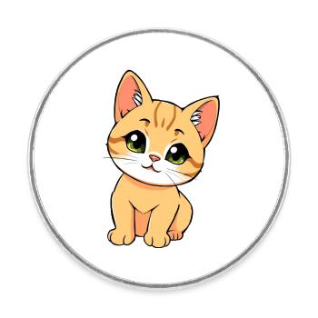 Cute cat - Round  fridge magnet - white - Front