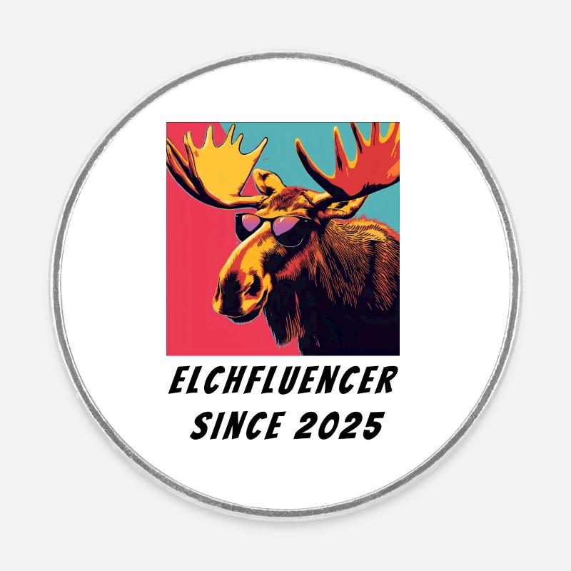 Emil - Elchfluencer since 2025 - Round  fridge magnet - white