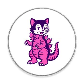 Monster Cat - Runder Kühlschrankmagnet - Weiß - Vorne
