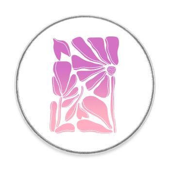 Flower power pink gradient - Round  fridge magnet - white - Front