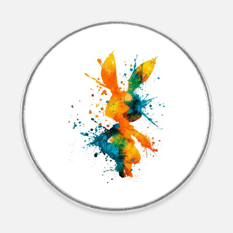 Abstract_Watercolor_Bunny_Rabbit_Splatter - Runder Kühlschrankmagnet - Weiß