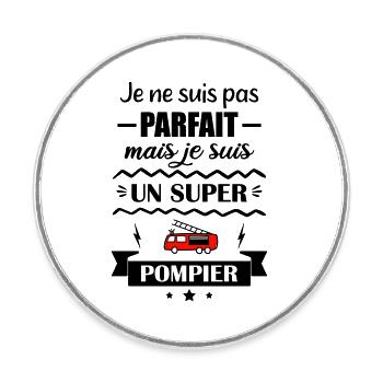 Super Firefighter Fire Hero Fire Truck - Round  fridge magnet - white - Front