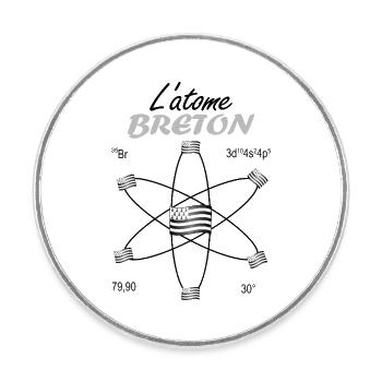 Cadeau Atome Breton Symbole Science et Fierté Gwen - Magnet rond - blanc - Devant