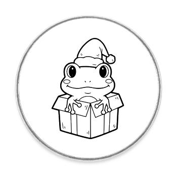 Weihnachtsfrosch in Geschenkbox Illustration - Runder Kühlschrankmagnet - Weiß - Vorne