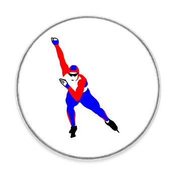 patinage de vitesse - Magnet rond - blanc - Devant