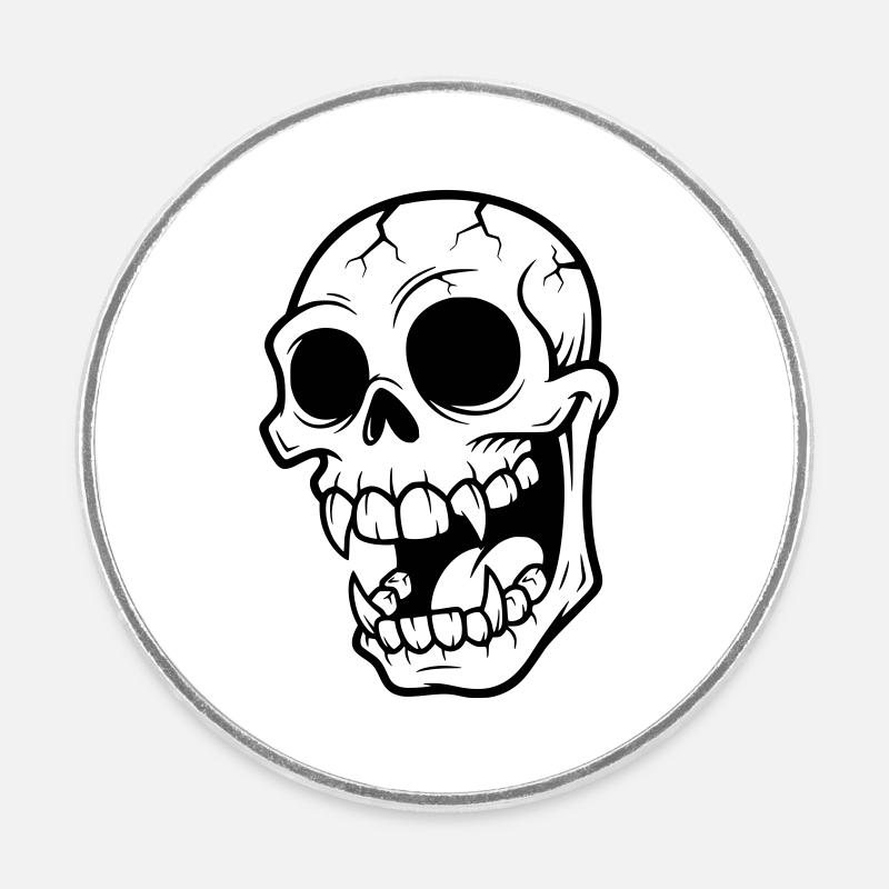 Mad Vampire Skull - Round fridge magnet - white
