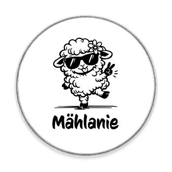 Mählanie Dancing Sheep Funny Pun - Round  fridge magnet - white - Front