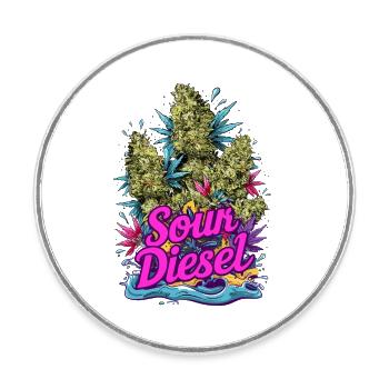 Sour Diesel - Runder Kühlschrankmagnet - Weiß - Vorne