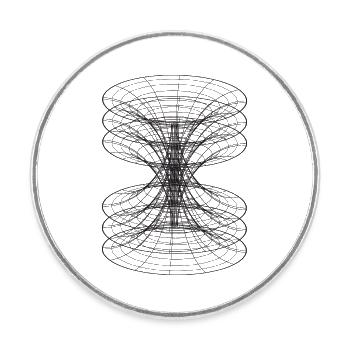 Sablier de la Grille Déformée - Magnet rond - blanc - Devant
