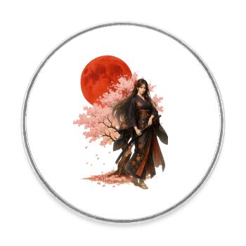 Schöne Kriegerin | Orientalisch-japanische Kunst - Runder Kühlschrankmagnet - Weiß - Vorne
