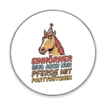 Party horse with hat - Round  fridge magnet - white - Front