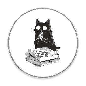 Pizza Cat - Round  fridge magnet - white - Front