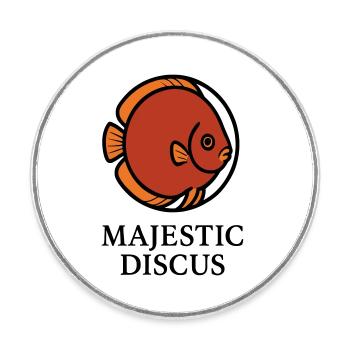 Majestätischer kreisförmiger Diskusfisch-Logo - Runder Kühlschrankmagnet - Weiß - Vorne