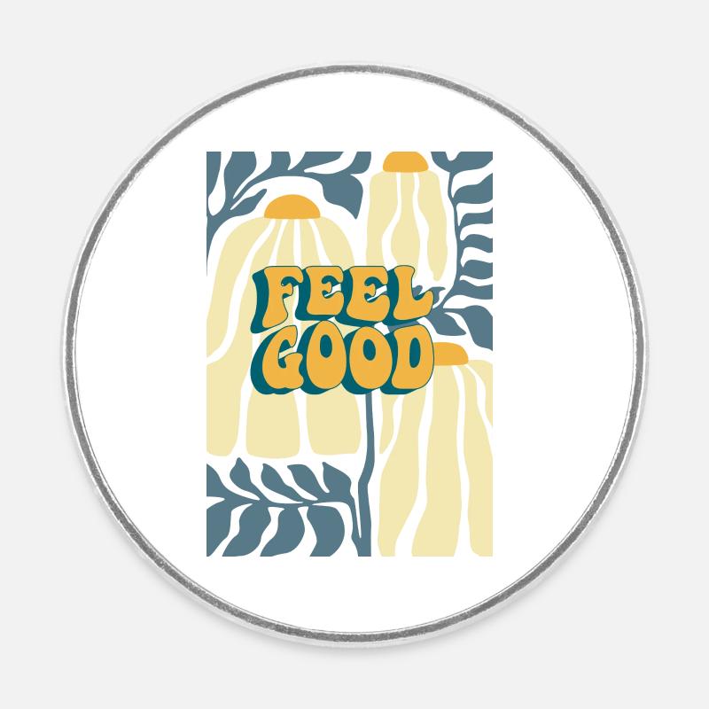 Feel Good Autumn Pumpkin Pattern - Round  fridge magnet - white