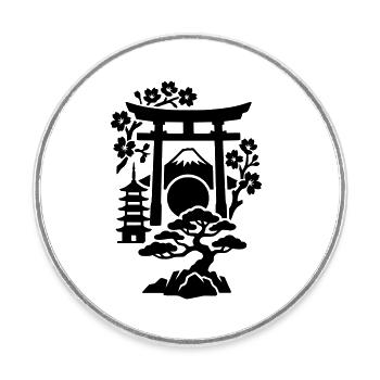 Silhouette du Japon - Magnet rond - blanc - Devant