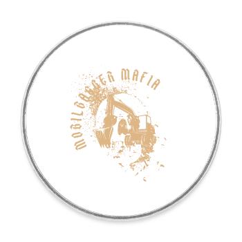 Pelle sur roues Crâne de mafia - Magnet rond - blanc - Devant
