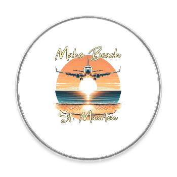 Airplane show over Maho Beach - Round  fridge magnet - white - Front