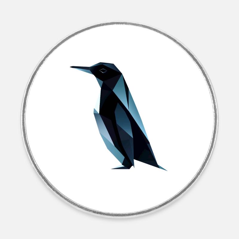 Cute Penguin Low Poly Design - Round  fridge magnet - white