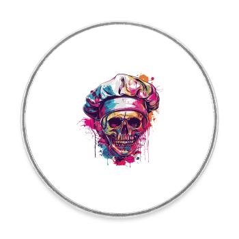 Crâne de chef - Magnet rond - blanc - Devant