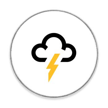 symbole météorologique icône de nuage de foudre de tonnerre - Magnet rond - blanc - Devant