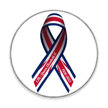 Solidarité Mort Elizabeth II Ruban de paix - Magnet rond - blanc - Devant