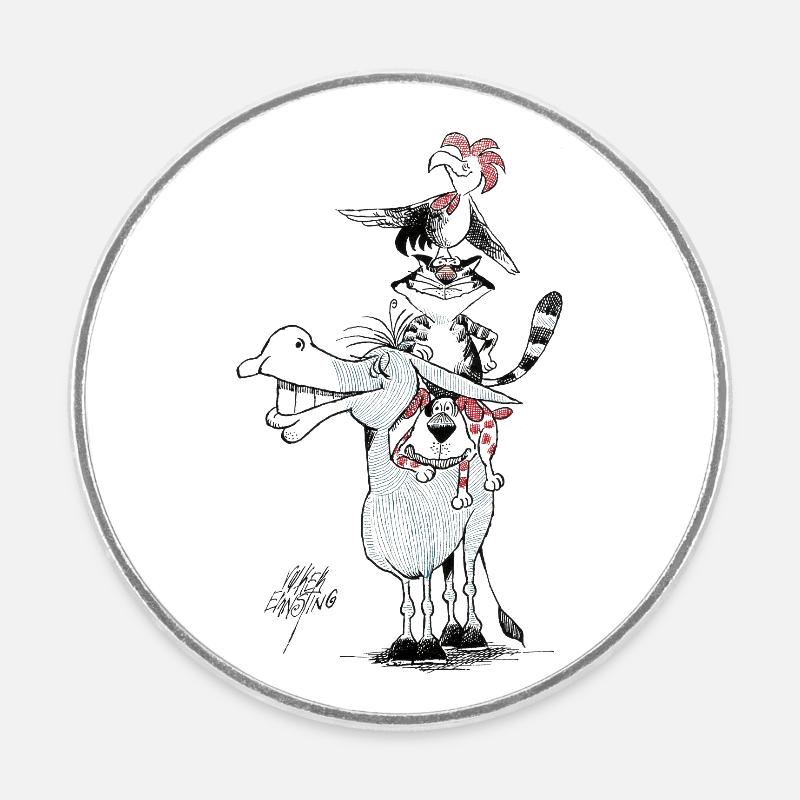 Musiciens de Brême - Magnet rond - blanc
