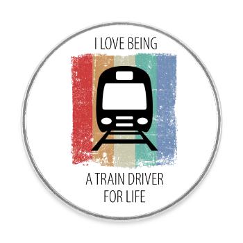 Train Ferroviaire Cheminots Trains Conducteurs de train - Magnet rond - blanc - Devant