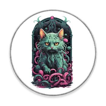 Cats Demon Underworld Occult Halloween Design - Round  fridge magnet - white - Front