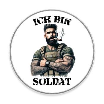 Soldier with Cigar - Military - Round  fridge magnet - white - Front