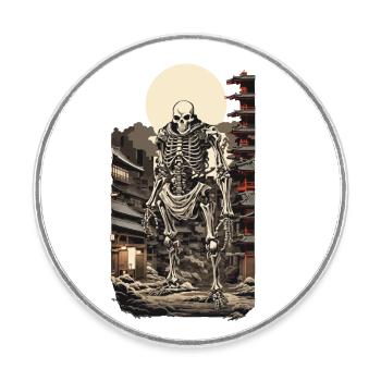 Squelette Yokai dystopique Style Ukiyo-E Manga - Magnet rond - blanc - Devant