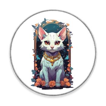 Conception esthétique de chat gothique mignon - Magnet rond - blanc - Devant