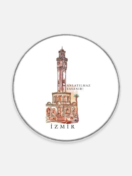"izmir Saat kulesi" Clocktower #turkishdesign - Runder Kühlschrankmagnet - Weiß