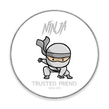 Ninja cartoon 90's japanese - Runder Kühlschrankmagnet - Weiß - Vorne