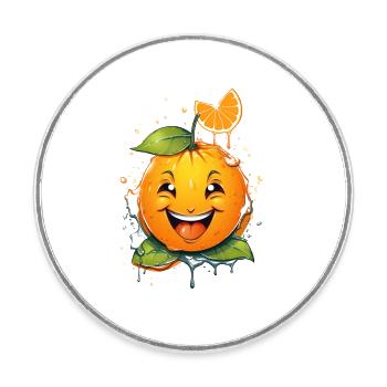 "Juicy Joy" Strahlendes Orangenmotiv - Runder Kühlschrankmagnet - Weiß - Vorne