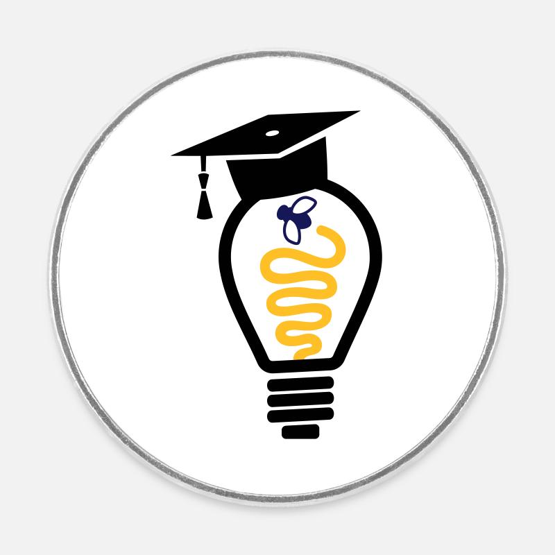 Mouche de mortier ampoule - cadeau de graduation - Magnet rond - blanc