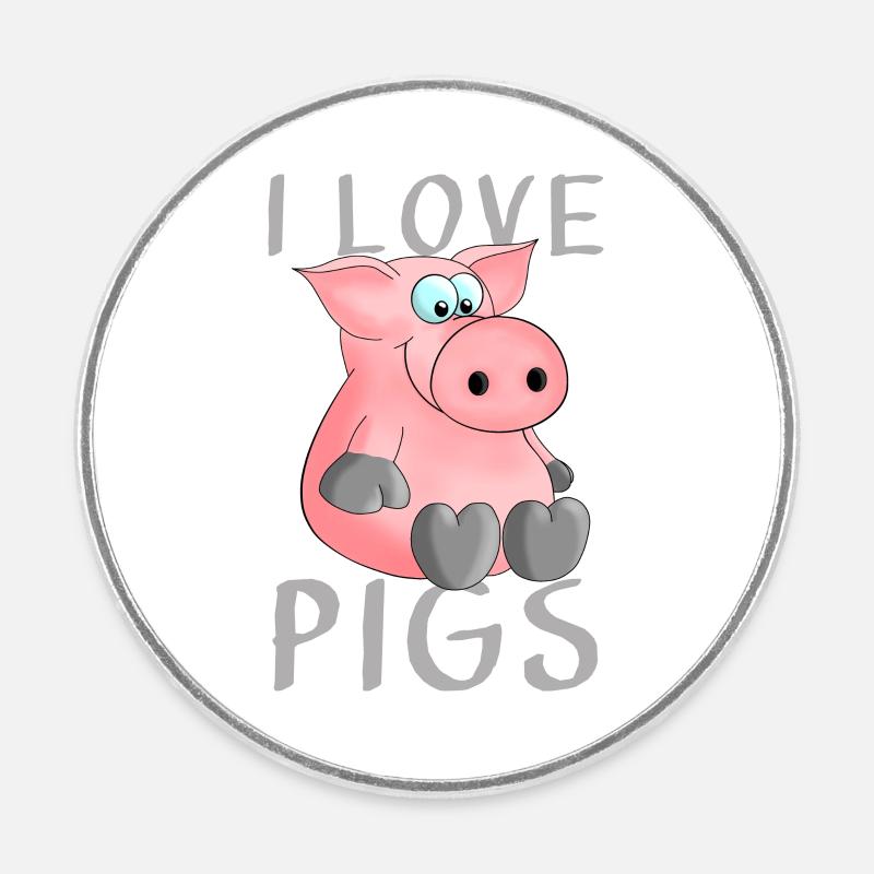 I love pigs piglets - Round  fridge magnet - white