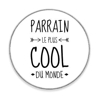 Godfather Pate Parrain Baby Baptism Birth - Round  fridge magnet - white - Front